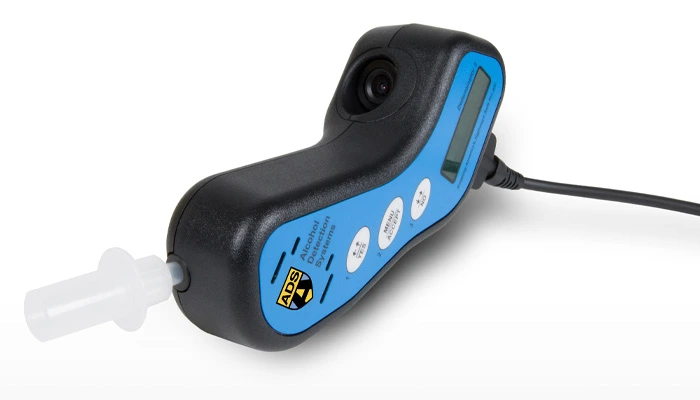 ADS Determinator ignition interlock device with mouthpiece and digital display